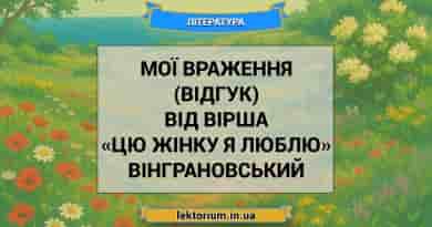 Мої враження (відгук) від вірша «Цю жінку я люблю» Вінграновський