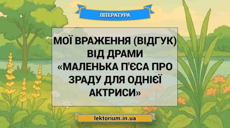 Мої враження (відгук) від драми «Маленька п'єса про зраду для однієї актриси»