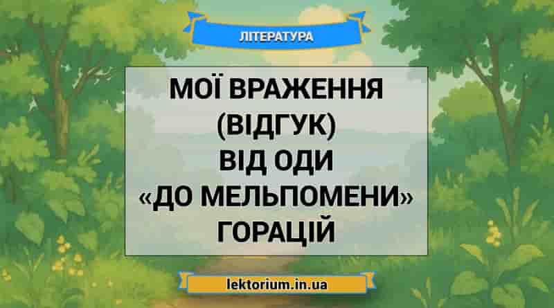 Мої враження (відгук) від оди «До Мельпомени» Горацій