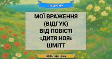 Мої враження (відгук) від повісті «Дитя Ноя» Шмітт
