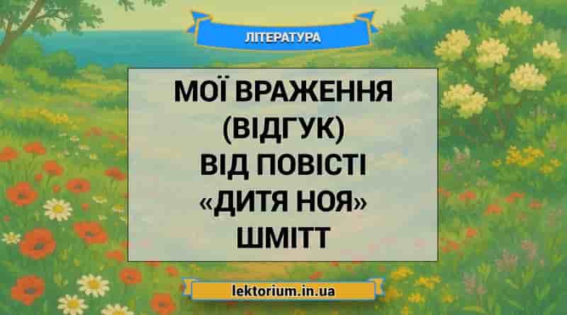 Мої враження (відгук) від повісті «Дитя Ноя» Шмітт
