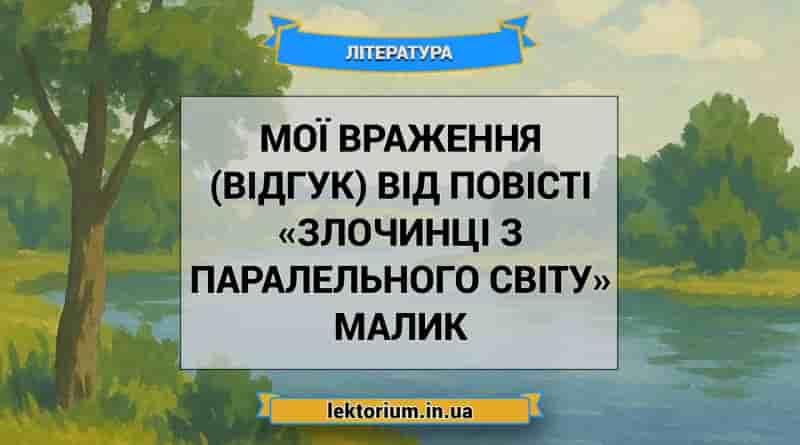 Мої враження (відгук) від повісті «Злочинці з паралельного світу» Малик