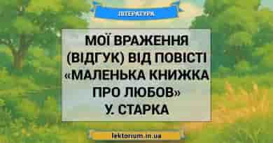 Мої враження (відгук) від повісті «Маленька книжка про любов» У. Старка