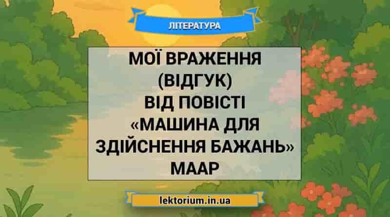 Мої враження (відгук) від повісті «Машина для здійснення бажань» Маар