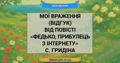 Мої враження (відгук) від повісті «Федько, прибулець з інтернету» С. Гридіна
