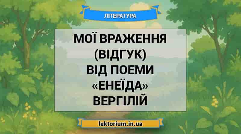 Мої враження (відгук) від поеми «Енеїда» Вергілій