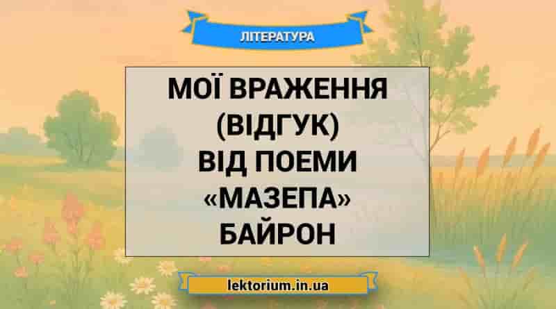 Мої враження (відгук) від поеми «Мазепа» Байрон