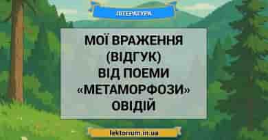 Мої враження (відгук) від поеми «Метаморфози» Овідій