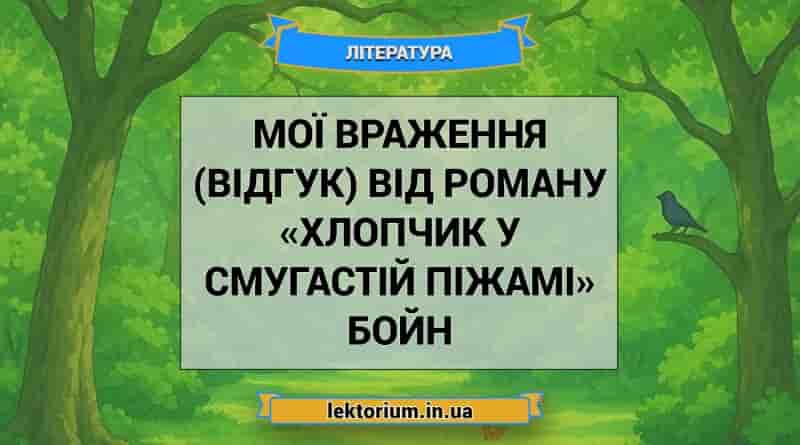 Мої враження (відгук) від роману «Хлопчик у смугастій піжамі» Бойн