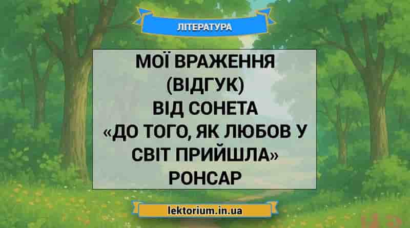 Мої враження (відгук) від сонета «До того, як любов у світ прийшла» Ронсар