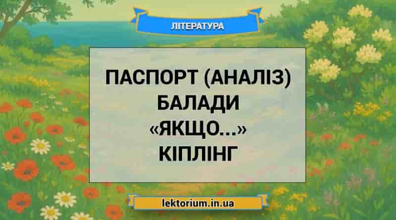 Паспорт (аналіз) балади «Якщо...» Кіплінг