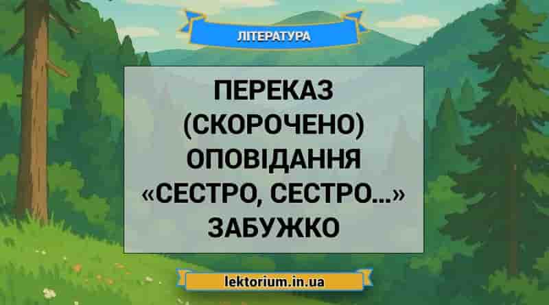 Переказ (скорочено) оповідання «Сестро, сестро…» Забужко