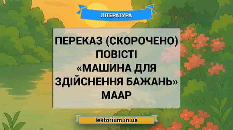 Переказ (скорочено) повісті «Машина для здійснення бажань» Маар