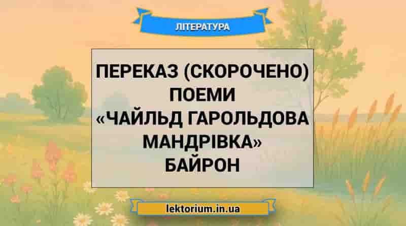Переказ (скорочено) поеми «Чайльд Гарольдова мандрівка» Байрон