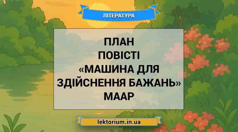 План повісті «Машина для здійснення бажань» Маар