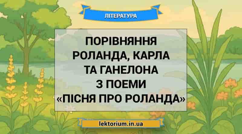 Порівняння Роланда, Карла та Ганелона з поеми «Пісня про Роланда»