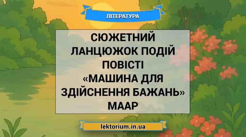 Сюжетний ланцюжок подій повісті «Машина для здійснення бажань» Маар