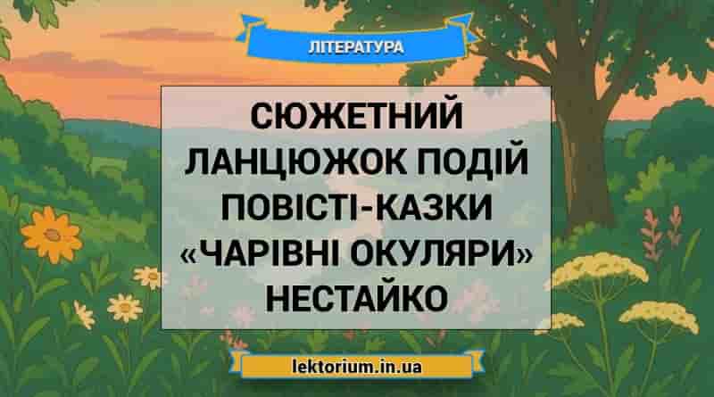 Сюжетний ланцюжок подій повісті-казки «Чарівні окуляри» Нестайко