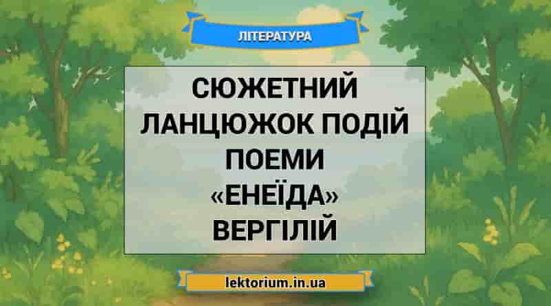 Сюжетний ланцюжок подій поеми «Енеїда» Вергілій