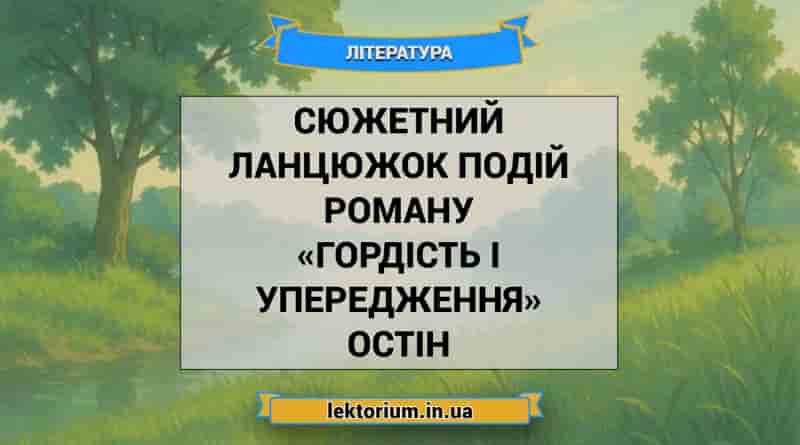 Сюжетний ланцюжок подій роману «Гордість і упередження» Остін