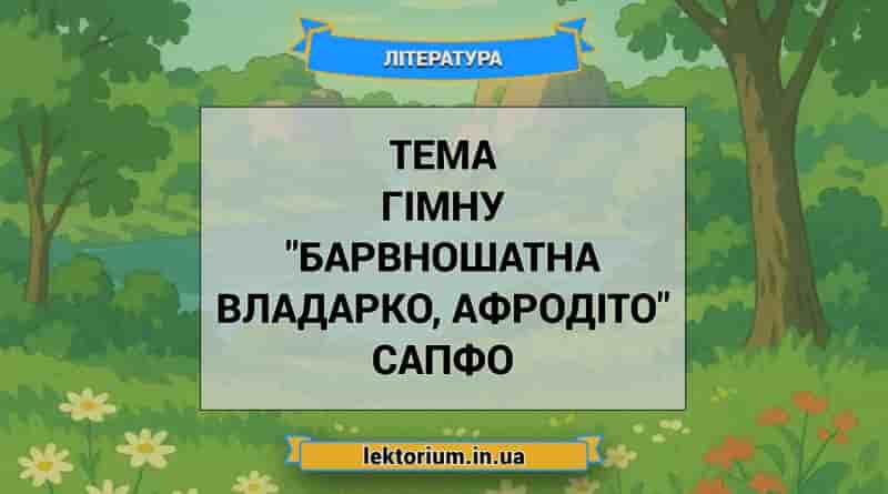 Тема гімну _Барвношатна владарко, Афродіто_ Сапфо