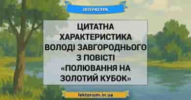 Цитатна характеристика Володі Завгороднього з повісті «Полювання на Золотий Кубок»