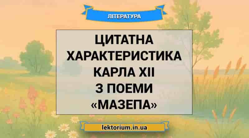 Цитатна характеристика Карла ХІІ з поеми «Мазепа» Байрон