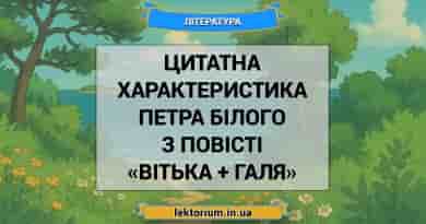 Цитатна характеристика Петра Білого з повісті «Вітька + Галя»