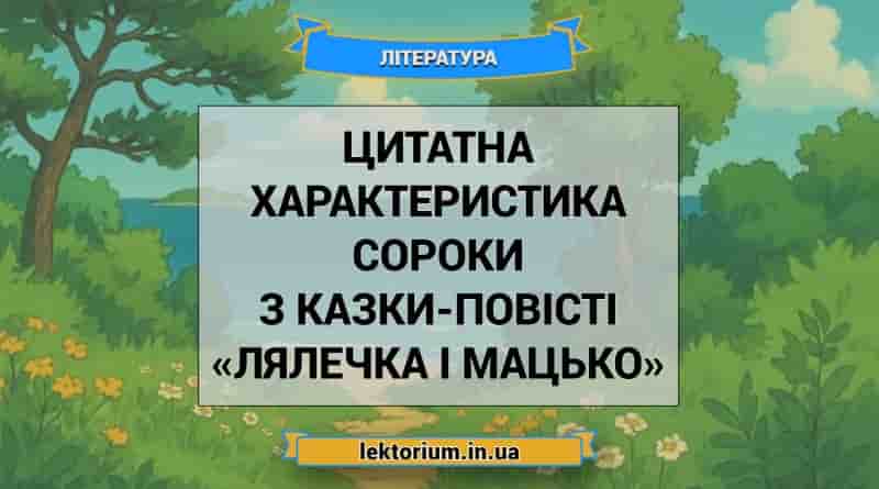 Цитатна характеристика Сороки з казки-повісті «Лялечка і Мацько»