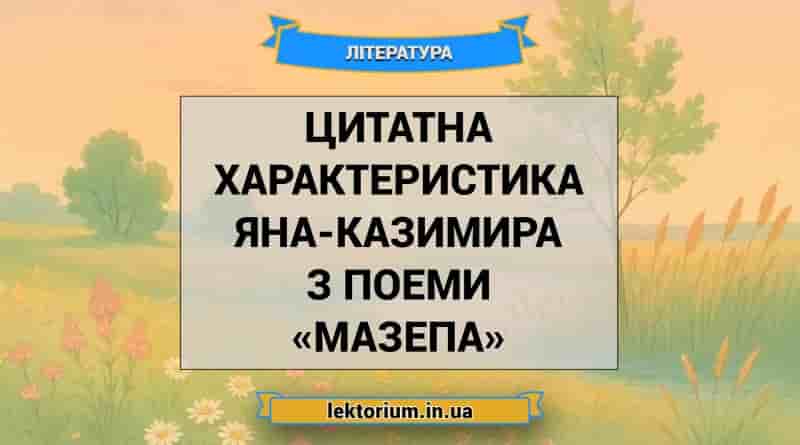 Цитатна характеристика Яна-Казимира з поеми «Мазепа» Байрон