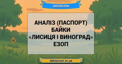 Аналіз (паспорт) байки «Лисиця і виноград» Езоп