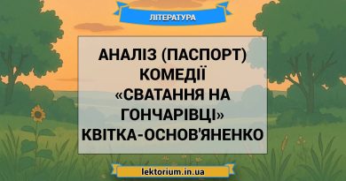 Аналіз (паспорт) комедії «Сватання на Гончарівці» Квітка-Основ'яненко