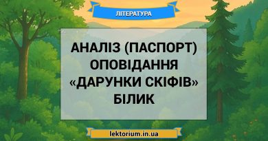 Аналіз (паспорт) оповідання «Дарунки скіфів» Білик