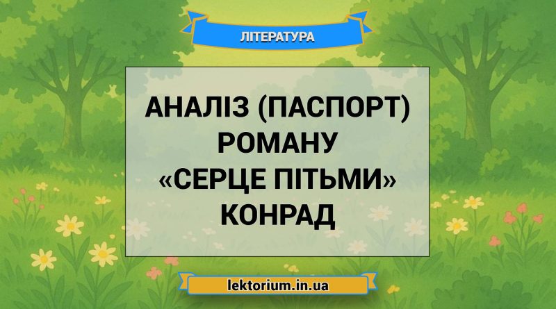 Аналіз (паспорт) роману «Серце пітьми» Конрад