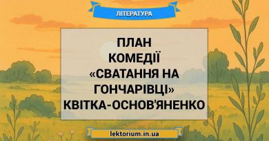 План комедії «Сватання на Гончарівці» Квітка-Основ'яненко