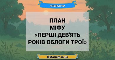 План міфу «Перші дев’ять років облоги Трої»