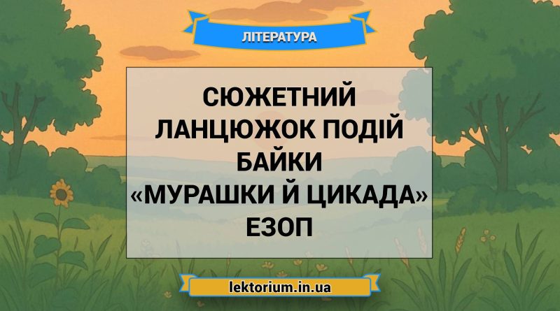 Сюжетний ланцюжок подій байки «Мурашки й Цикада» Езоп