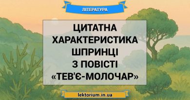 Цитатна характеристика Шпринці з повісті «Тев'є-молочар»