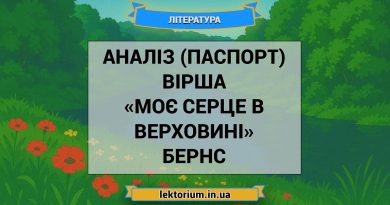 Аналіз (паспорт) вірша «Моє серце в верховині» Бернс