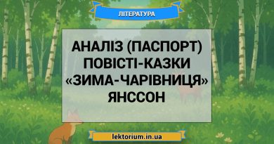 Аналіз (паспорт) повісті-казки «Зима-чарівниця» Янссон
