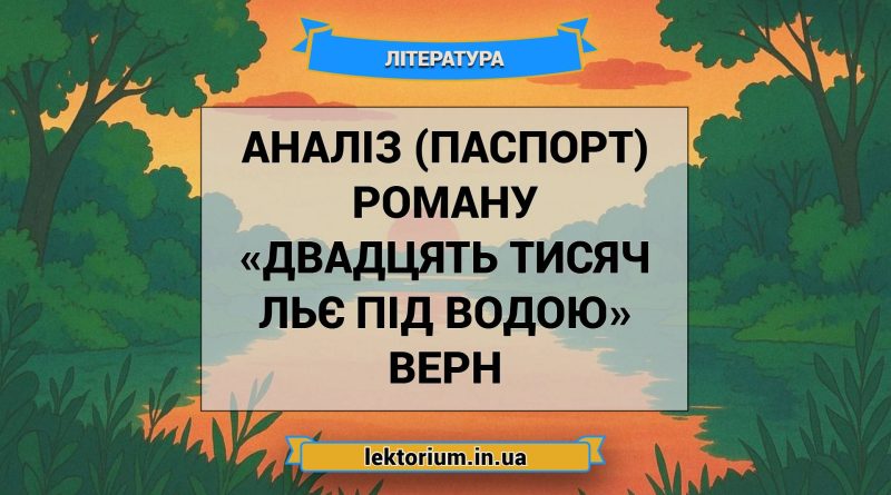 Аналіз (паспорт) роману «Двадцять тисяч льє під водою» Верн