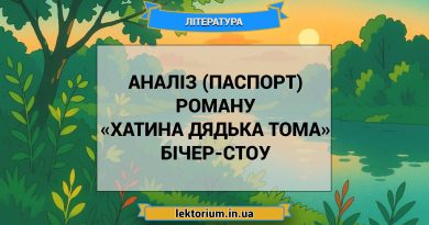 Аналіз (паспорт) роману «Хатина дядька Тома» Бічер-Стоу