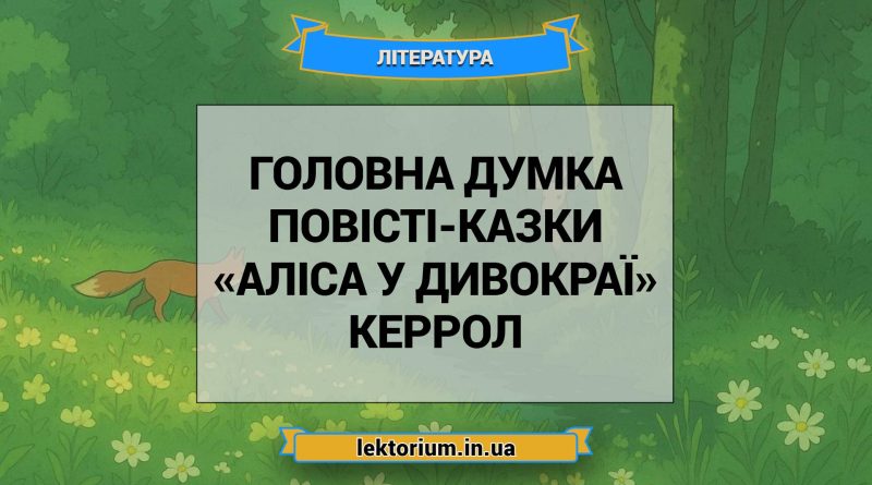 Головна думка повісті-казки «Аліса у Дивокраї» Керрол