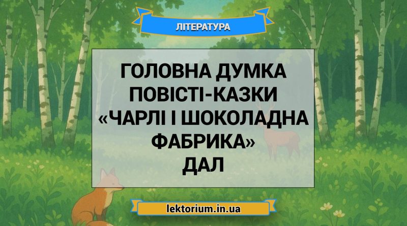 Головна думка повісті-казки «Чарлі і шоколадна фабрика» Дал