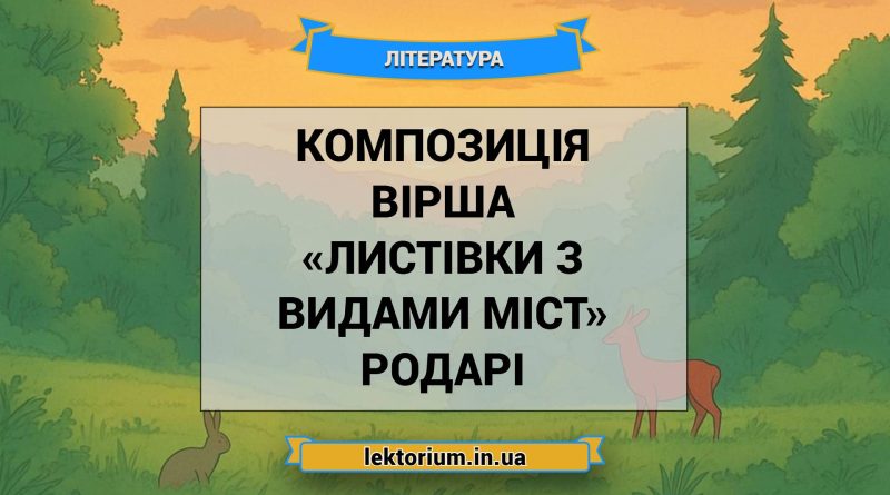 Композиція вірша «Листівки з видами міст» Родарі