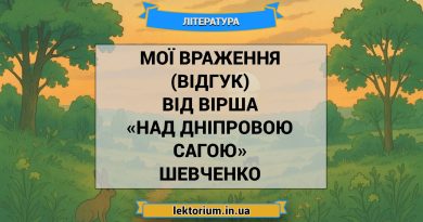 Мої враження (відгук) від вірша «Над Дніпровою сагою» Шевченко
