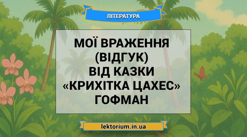 Мої враження (відгук) від казки «Крихітка Цахес» Гофман