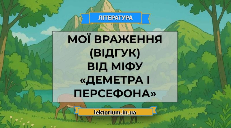 Мої враження (відгук) від міфу «Деметра і Персефона»