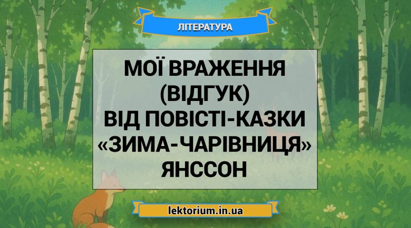 Мої враження (відгук) від повісті-казки «Зима-чарівниця» Янссон