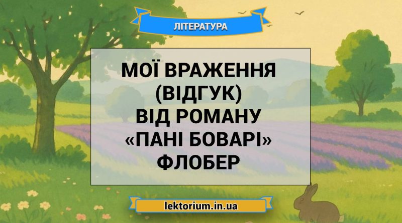 Мої враження (відгук) від роману «Пані Боварі» Флобер